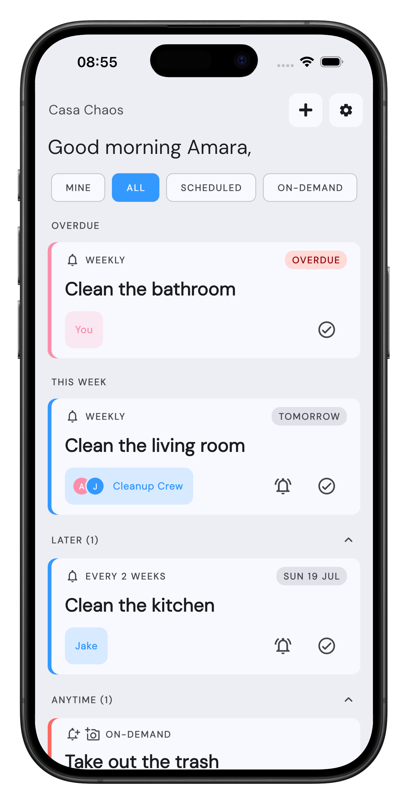 Nizz app week view